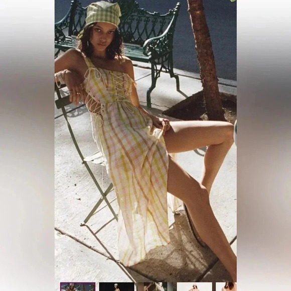 For Love and Lemons Rue Plaid Slit Midi Dress - Medium NWT - Picture 2 of 9